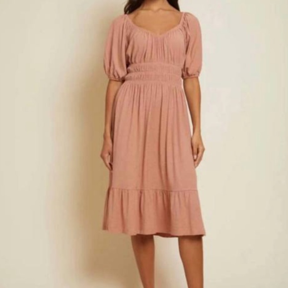 NWT Nation LTD Fabia shirred midi dress in Bisou - Picture 3 of 5